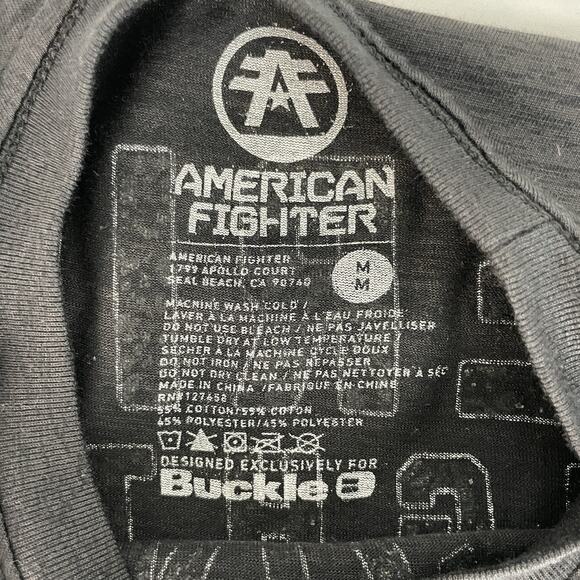 American Fighter Inland T-Shirt Men's Medium Black Green Fleck Print - Picture 3 of 6